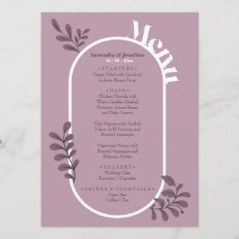 Tarjeta de menú de boda simple rosa