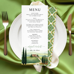 Tarjeta de menú de boda Toscana Italia de destino