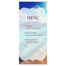 Tarjeta de menú de boda tropical con borde escalon