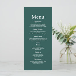 Tarjeta de menú de boda verde oscuro minimalista m