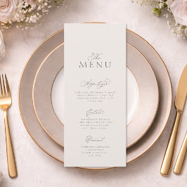 Tarjeta de menú de boda vertical minimalista elega