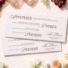 Tarjeta de menú de boda victoriana de marfil y bur