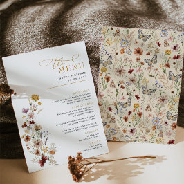 Tarjeta de menú de bodas rústica Boho Wildflower G