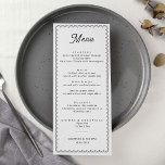 Tarjeta de menú de borde minimalista y sencillo pa<br><div class="desc">Diseñado para coordinar con nuestra Colección de Bordes de Vieiras, este minimalista menú boda presenta un diseño clásico con un toque único: el borde de vieiras es de lo más amable y le dará un toque retro a esta invitación moderna. Si desea captar la atención de sus huéspedes con este...</div>