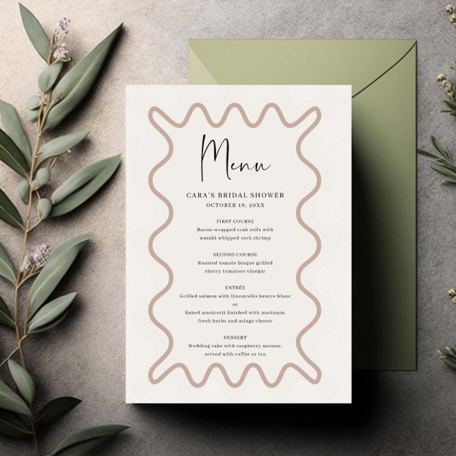 Tarjeta de menú de borde ondulado Beige Taupe (Subido por el creador)