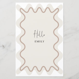 Tarjeta de menú de borde ondulado Beige Taupe con 