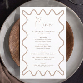 Tarjeta de menú de borde ondulado Beige Taupe con 