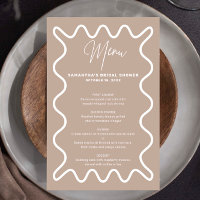 Tarjeta de menú de borde ondulado Beige Taupe con 