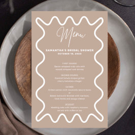 Tarjeta de menú de borde ondulado Beige Taupe con 