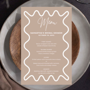 Tarjeta de menú de borde ondulado Beige Taupe con