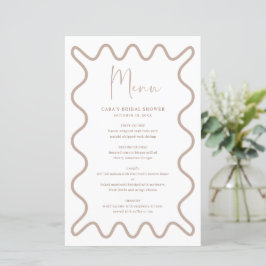 Tarjeta de menú de borde ondulado Beige Taupe con 