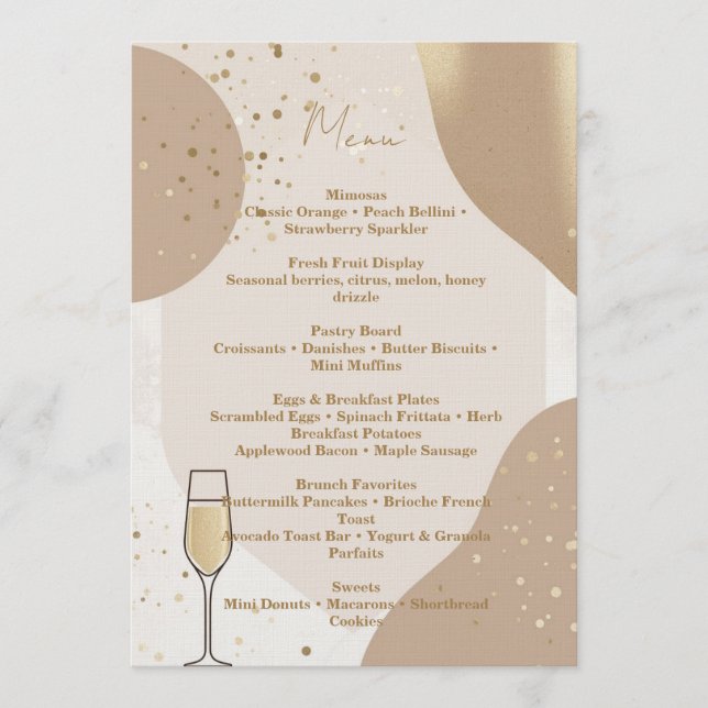 Tarjeta de menú de brunch neutral – Beige minimali (Anverso)