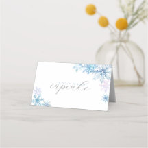Tarjeta de Menú de Carpa Copo de Nieve Azul — Prim
