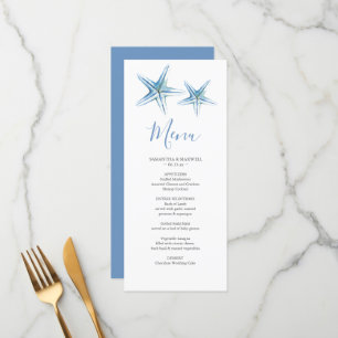 Tarjeta de menú de casamiento de playa personaliza