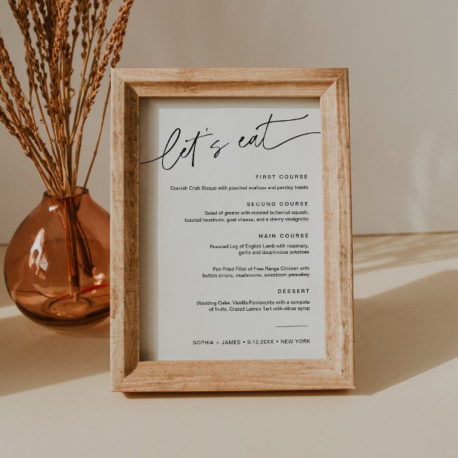 Tarjeta de menú de cena Boda Minimalista EVERLEIGH (Subido por el creador)