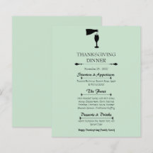 Tarjeta de menú de cena de Acción de Gracias en ve