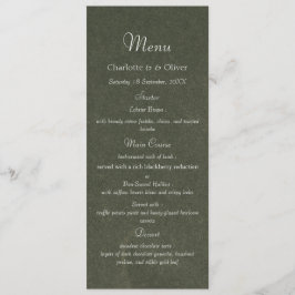 Tarjeta de menú de cena de boda elegante verde sal
