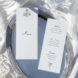Tarjeta de menú de cena de boda en blanco y negro 