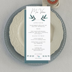 Tarjeta de menú de cena de Boda forestal de vegeta