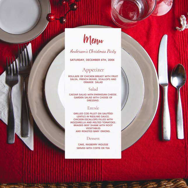 tarjeta de menú de cena de fiesta de Navidad roja  (Subido por el creador)