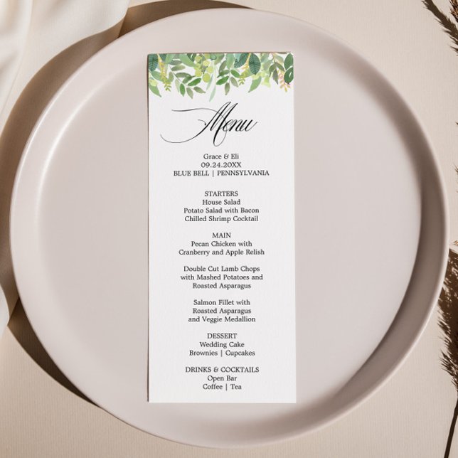 Tarjeta de menú de cena de verano de verde (Subido por el creador)