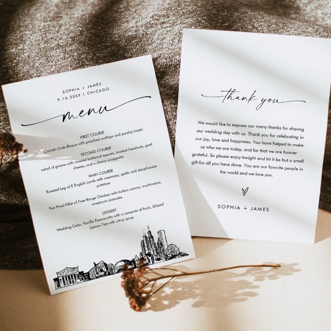 Tarjeta de menú de cena del Boda de la Línea de Es (Subido por el creador)