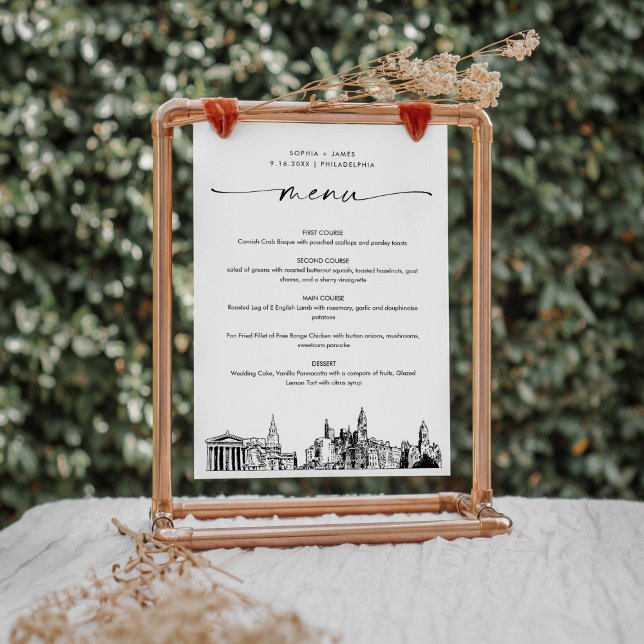 Tarjeta de menú de cena del Boda de Skyline de Fil (Subido por el creador)