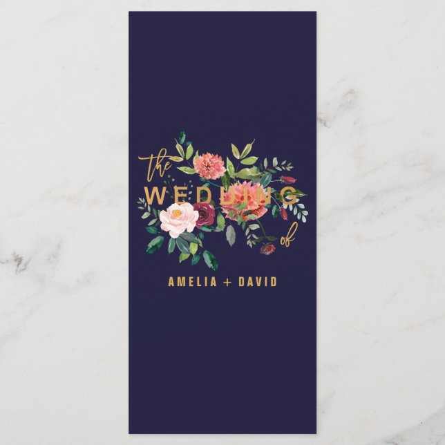 Tarjeta de menú de cena floral de otoño (Reverso)