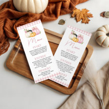 Tarjeta de menú de cena imprimible de calabaza ros