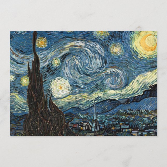 Tarjeta de menú de cena, noche estrellada (Anverso)