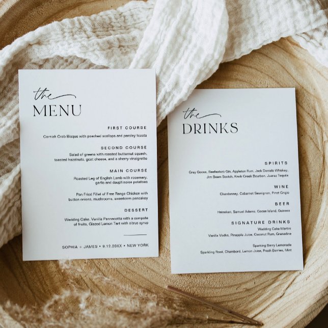 Tarjeta de menú de cena y bebida Boda EVERLEIGH (Subido por el creador)