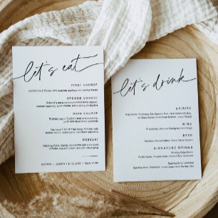 Tarjeta de menú de cena y bebida Boda EVERLEIGH