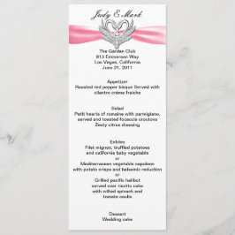 Tarjeta de menú de cisnes de cinta rosa