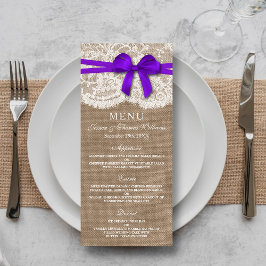 Tarjeta de menú de colección de Bodas Rustic Purpl