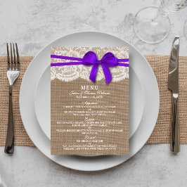 Tarjeta de menú de colección de Bodas Rustic Purpl