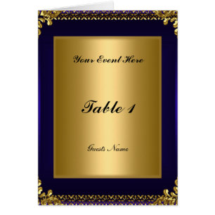 Tarjeta de menú de colocación de mesa de oro azul 