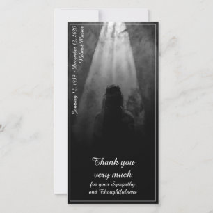 Tarjeta de menú de comida funeral hacia la luz