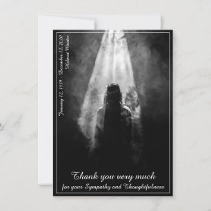 Tarjeta de menú de comida funeral hacia la luz