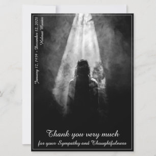 Tarjeta de menú de comida funeral hacia la luz