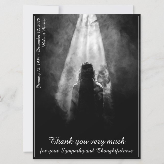 Tarjeta de menú de comida funeral hacia la luz (Anverso)