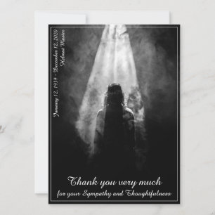 Tarjeta de menú de comida funeral hacia la luz