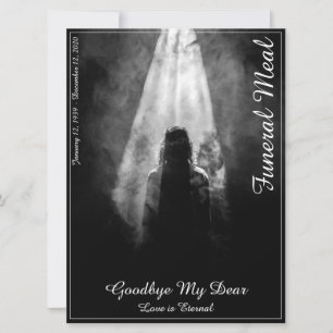 Tarjeta de menú de comida funeral Hacia la luz
