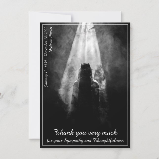 Tarjeta de menú de comidas funerales en la luz (Anverso)