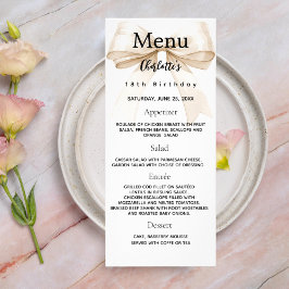 Tarjeta de menú de cumpleaños color crema beige