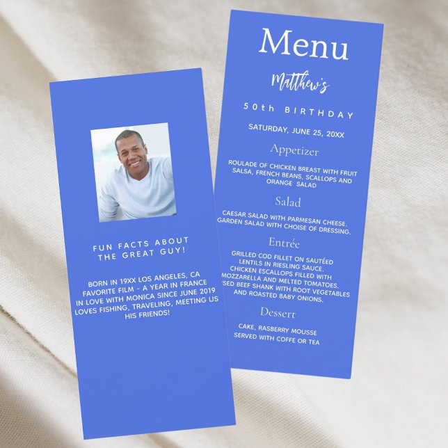 Tarjeta de menú de cumpleaños con fotos azules rea (Subido por el creador)