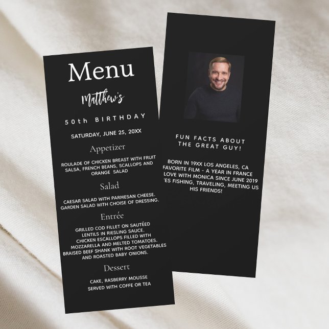 Tarjeta de menú de cumpleaños con fotos en blanco  (Subido por el creador)