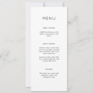 Tarjeta de menú de despedida de soltera minimalist