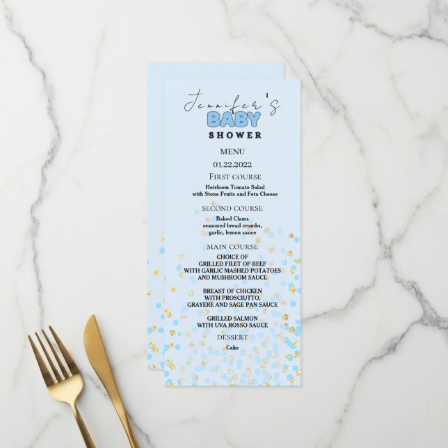 Tarjeta de menú de elefante azul (Anverso/Reverso In Situ)