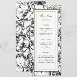 Tarjeta de menú de fiesta de boda elegante negro y