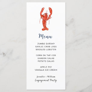 Tarjeta de menú de fiesta de mariscos de langosta